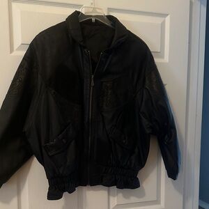 Preston & York Black Leather Bomber  Jacket - NWOT